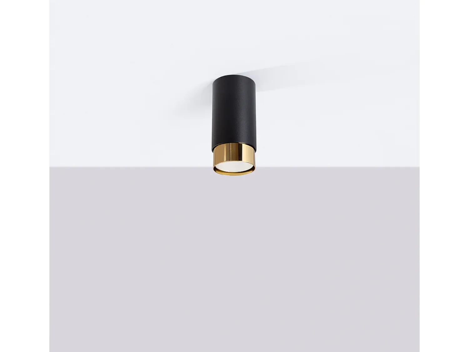 Sollux Lighting Plafón^Lámpara De Techo Nero Moderno De Acero - 1 Fuentes Luminosas - L.6 X A.12,5 Cm - Negro/Oro Negro / Dorado