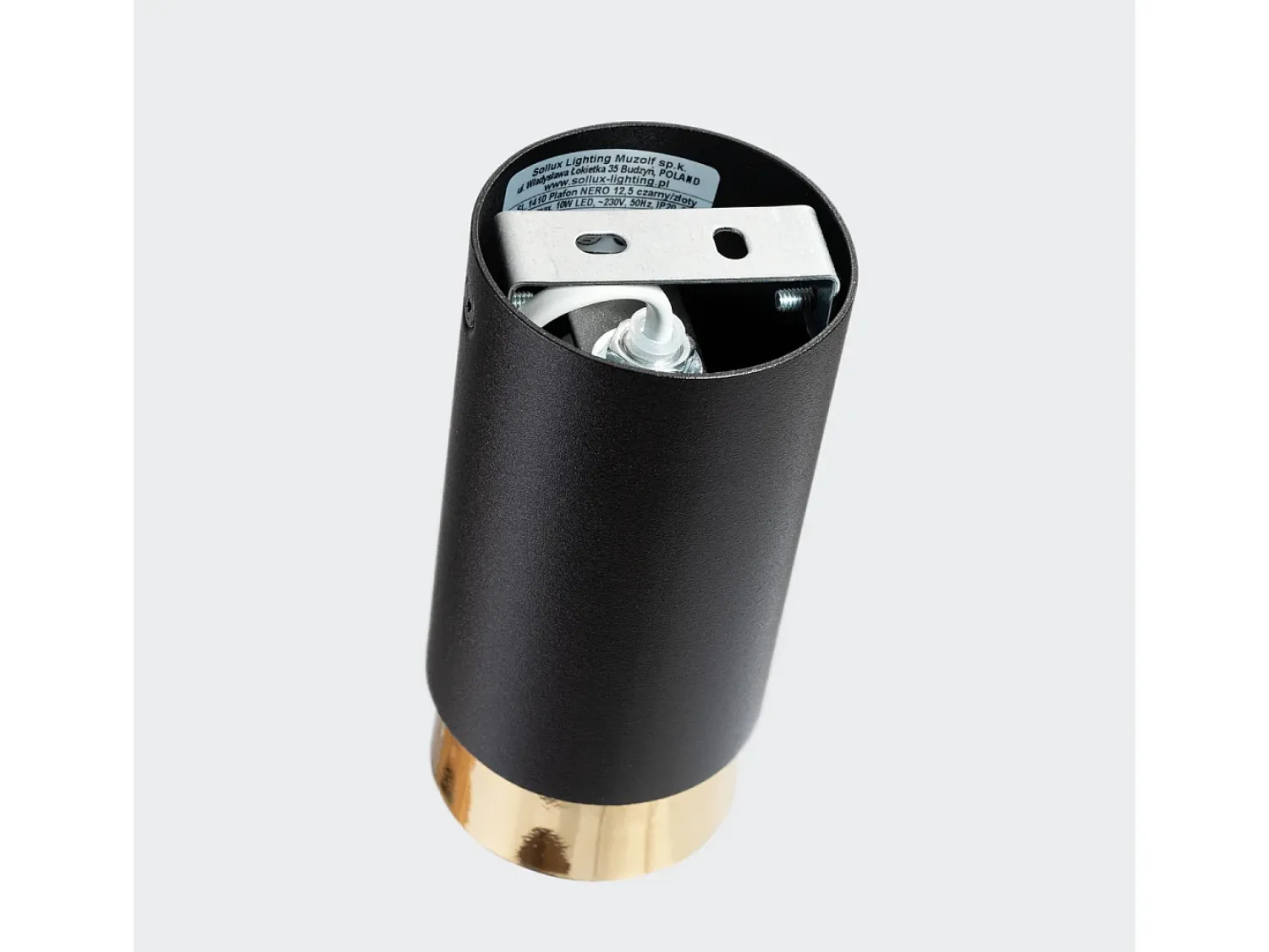 Sollux Lighting Plafón^Lámpara De Techo Nero Moderno De Acero - 1 Fuentes Luminosas - L.6 X A.12,5 Cm - Negro/Oro Negro / Dorado