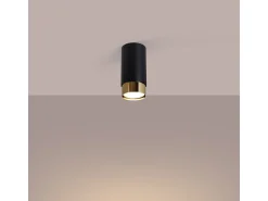Sollux Lighting Plafón^Lámpara De Techo Nero Moderno De Acero - 1 Fuentes Luminosas - L.6 X A.12,5 Cm - Negro/Oro Negro / Dorado