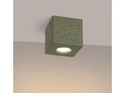 Sollux Lighting Plafón^Lámpara de techo Quad industrial de concreto - 1 fuentes luminosas - L.10 x A.10 cm - oliva Verde