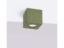 Sollux Lighting Plafón^Lámpara de techo Quad industrial de concreto - 1 fuentes luminosas - L.10 x A.10 cm - oliva Verde