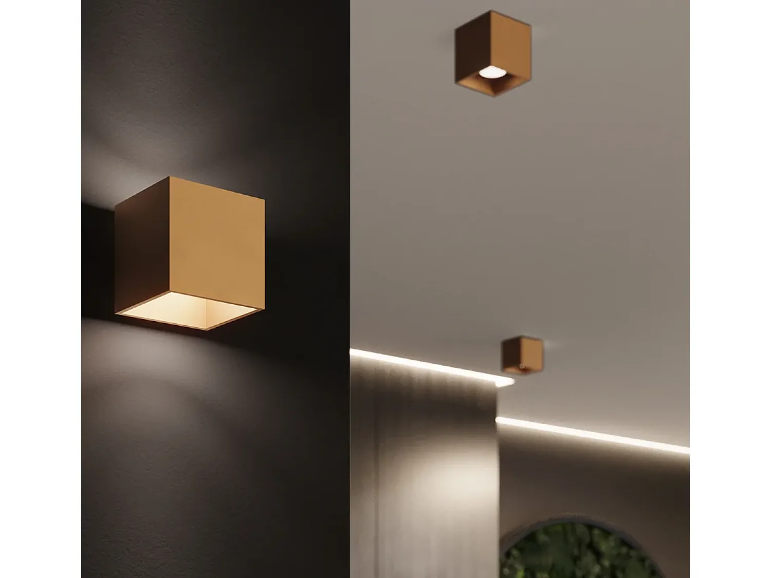 Sollux Lighting Plafón^Lámpara De Techo Quad Minimalista De Acero - 1 Fuentes Luminosas - L.10 X A.10 Cm - Dorado