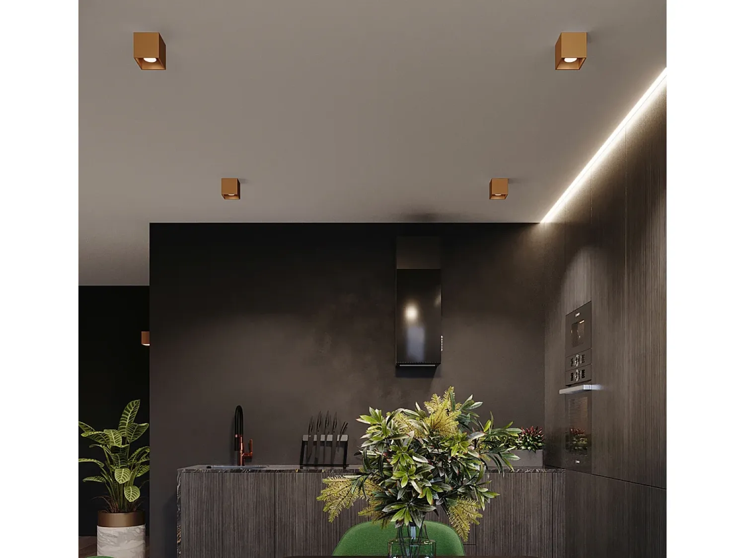 Sollux Lighting Plafón^Lámpara De Techo Quad Minimalista De Acero - 1 Fuentes Luminosas - L.10 X A.10 Cm - Dorado