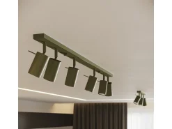 Best Sollux Lighting Lámpara De Techo Ring Moderno De Acero - 6 Fuentes Luminosas - L.117 X A.17 Cm - Oliva Verde