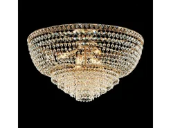 Lámpara de techo Wagner en hierro y latón dorado con pedrería 8 luces H.40 Ø62 BL266-PL8-OR