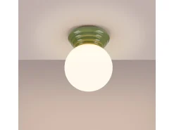 Sollux Lighting Plafón^Lámpara de techo Zori minimalista de cerámica/vidrio vidriado - 1 fuentes luminosas - L.12 x A.12 cm - oliva Verde