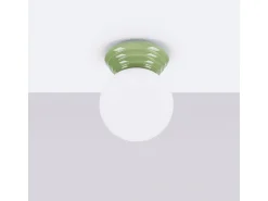 Sollux Lighting Plafón^Lámpara de techo Zori minimalista de cerámica/vidrio vidriado - 1 fuentes luminosas - L.12 x A.12 cm - oliva Verde