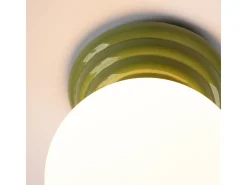 Sollux Lighting Plafón^Lámpara de techo Zori minimalista de cerámica/vidrio vidriado - 1 fuentes luminosas - L.12 x A.12 cm - oliva Verde