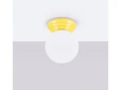 Sollux Lighting Plafón^Lámpara de techo Zori minimalista de cerámica/vidrio vidriado - 1 fuentes luminosas - L.12 x A.12 cm - Amarillo