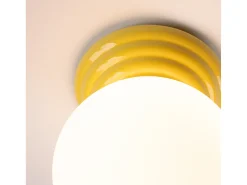 Sollux Lighting Plafón^Lámpara de techo Zori minimalista de cerámica/vidrio vidriado - 1 fuentes luminosas - L.12 x A.12 cm - Amarillo