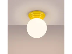 Sollux Lighting Plafón^Lámpara de techo Zori minimalista de cerámica/vidrio vidriado - 1 fuentes luminosas - L.12 x A.12 cm - Amarillo