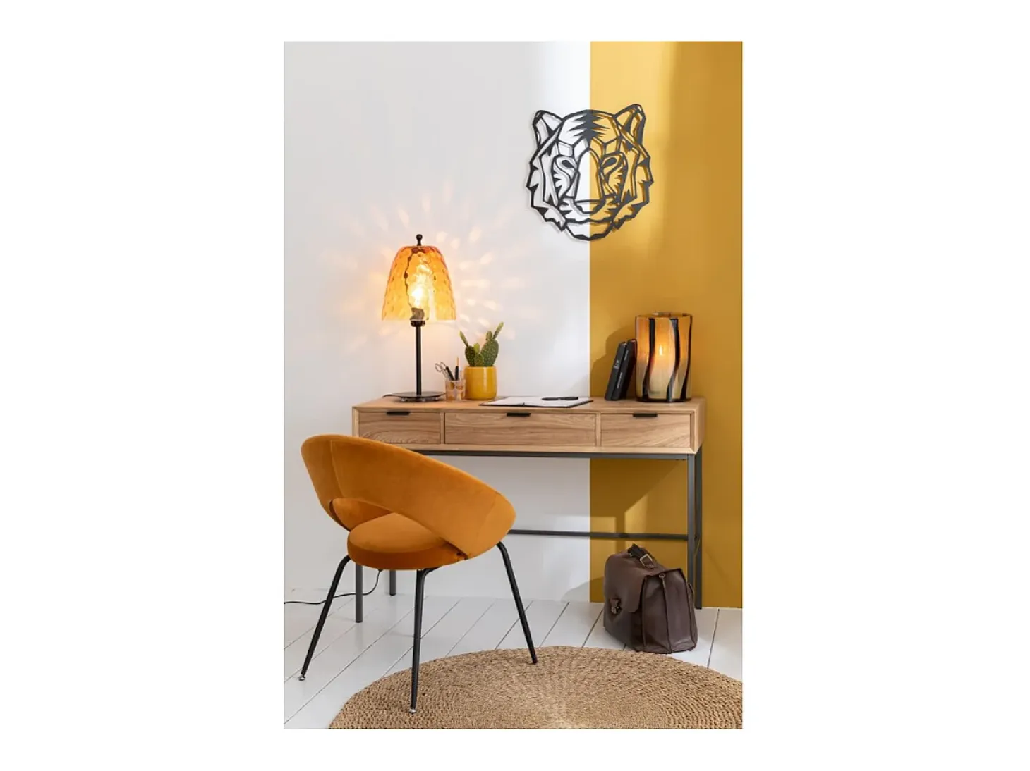 Lámpara de vidrio amarillo 58x28x28 cm