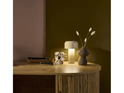 Lámpara led de metal para mesa interior, 13cm beige