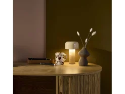 Lámpara led de metal para mesa interior, 13cm beige