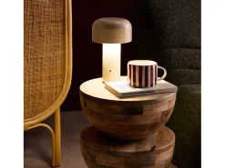 Lámpara led de metal para mesa interior, 13cm beige