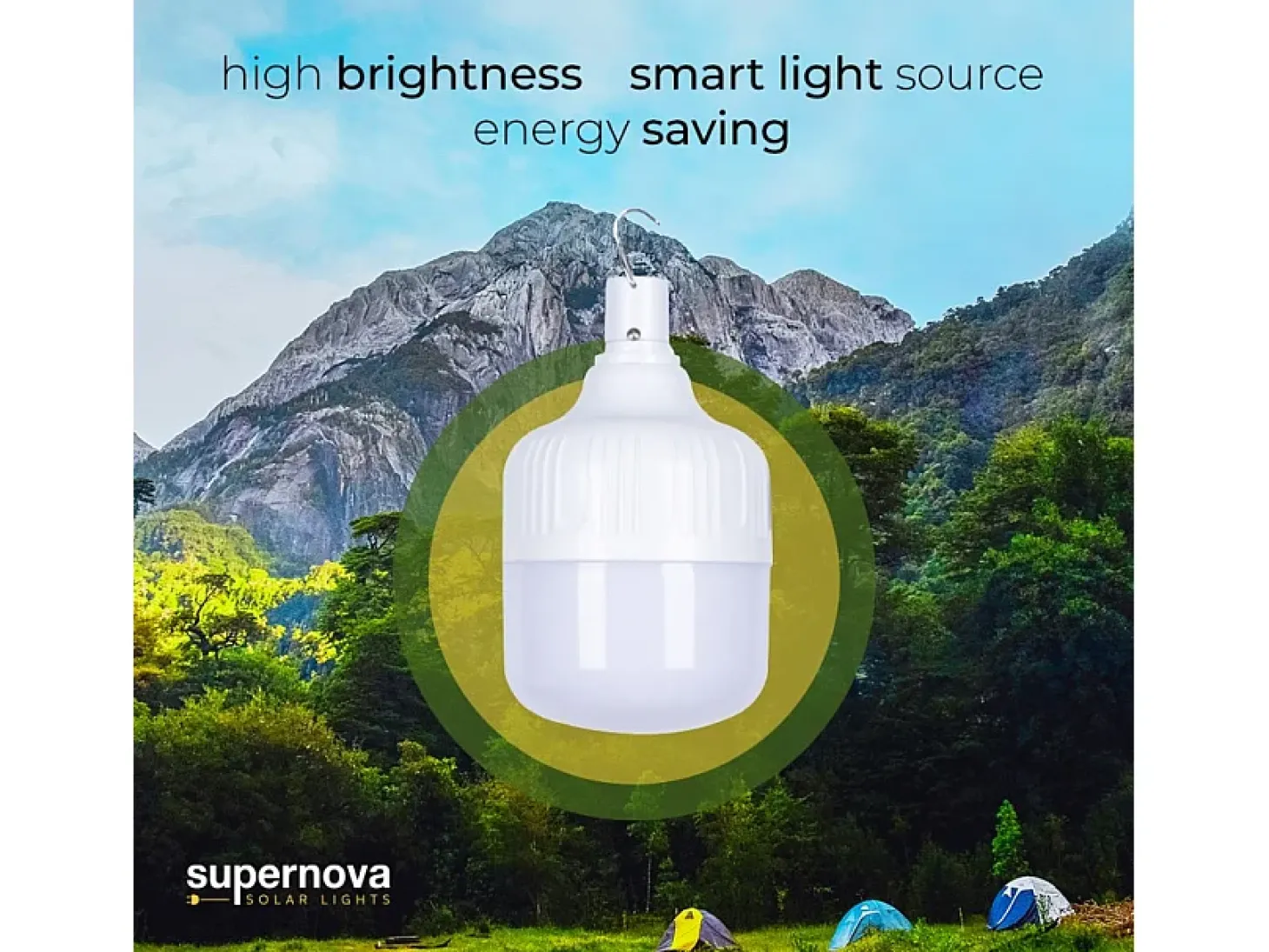 Lámpara LED portátil 50 W para tienda de campaña con panel solar y mando a distancia SunStars