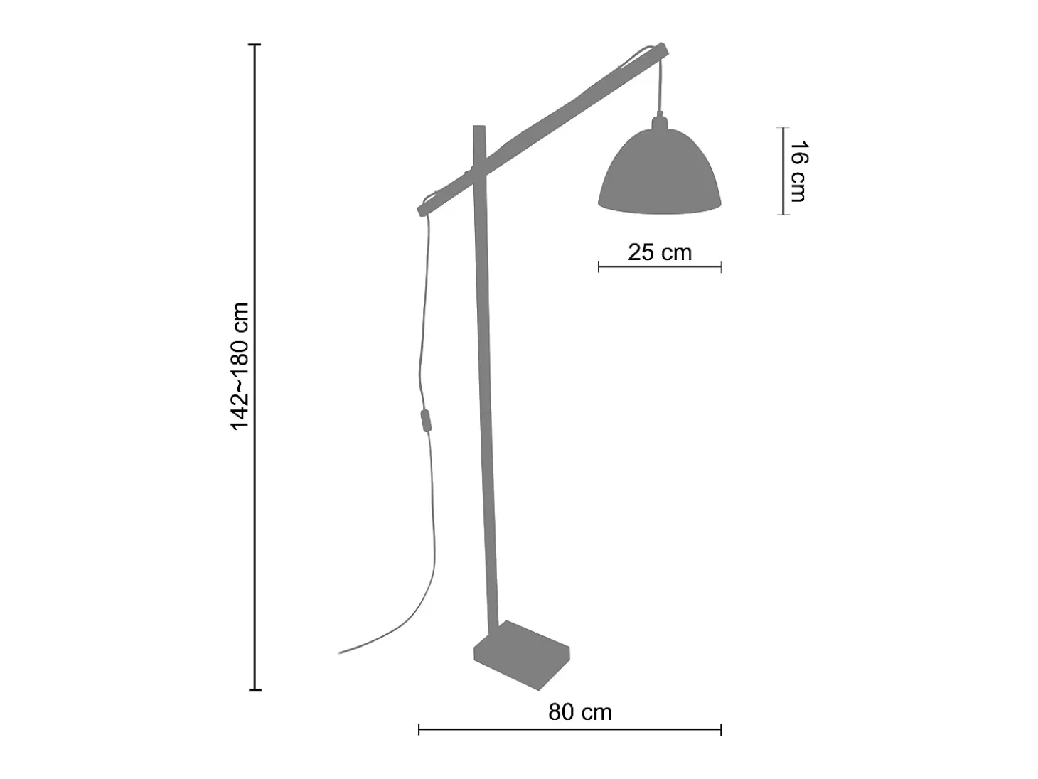Lámpara para Escritorio TOSEL ,madera,natural,A 180xD25xP 80cm
