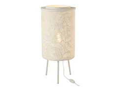 J-Line Lámpara De Mesa^Lámpara perforada de pie de metal de 27x27x66 cm Blanco