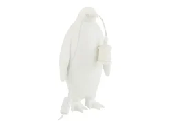 Discount J-Line Lámpara pingüino de resina Blanca 18.5x18.5x35cm Blanco