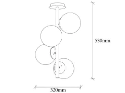 Best OZAIA Lámpara techo metal y cristal 4 globos FAZE - D. 32 cm x Alt. 53 cm - y blanco Dorado