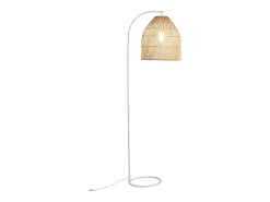 OZAIA Lámpara De Pie^Lámpara étnica de hierro y ratán natural - Alt. 177 cm - PARNAIBA Color natural claro / Blanco