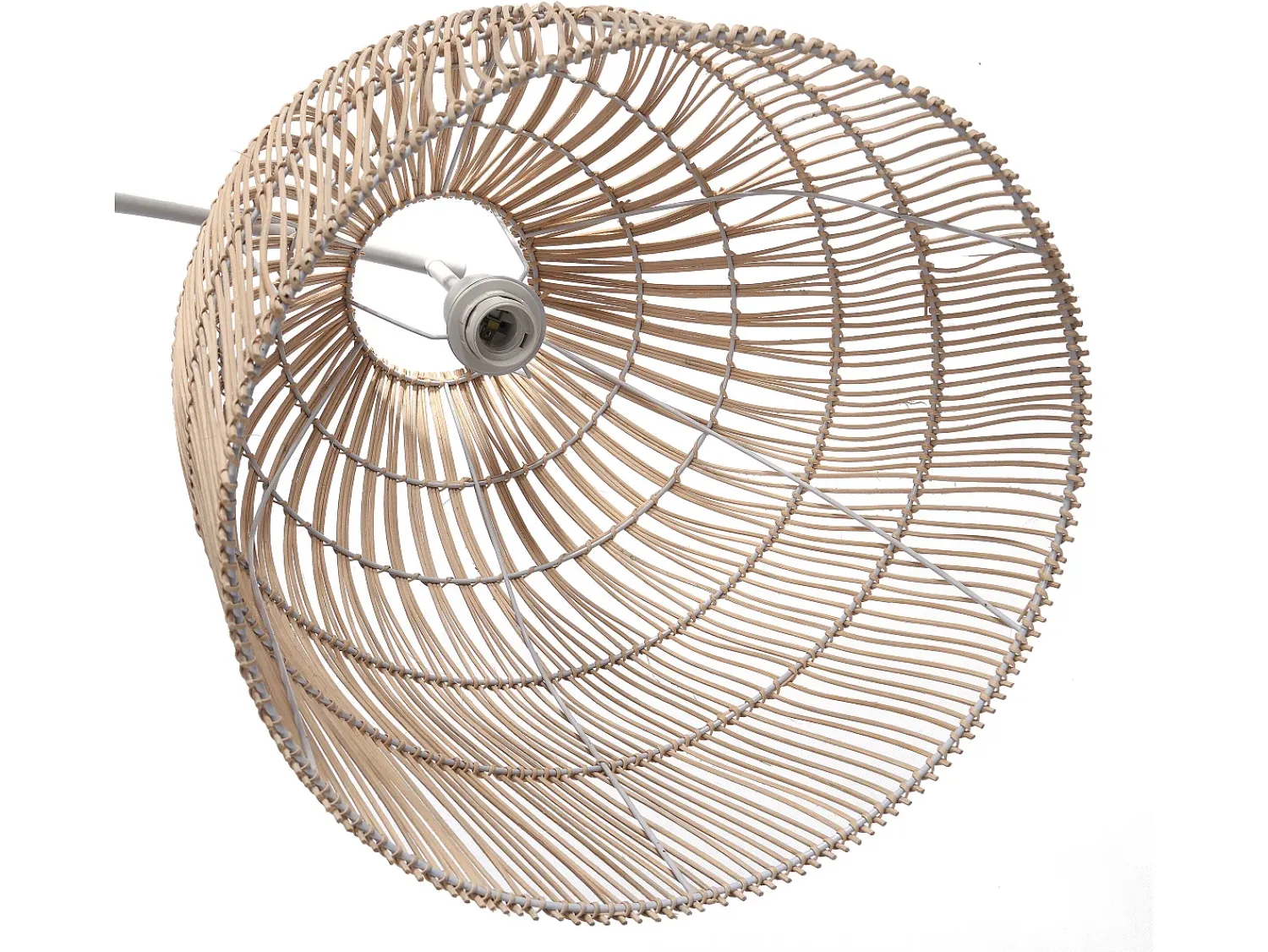 OZAIA Lámpara De Pie^Lámpara étnica de hierro y ratán natural - Alt. 177 cm - PARNAIBA Color natural claro / Blanco