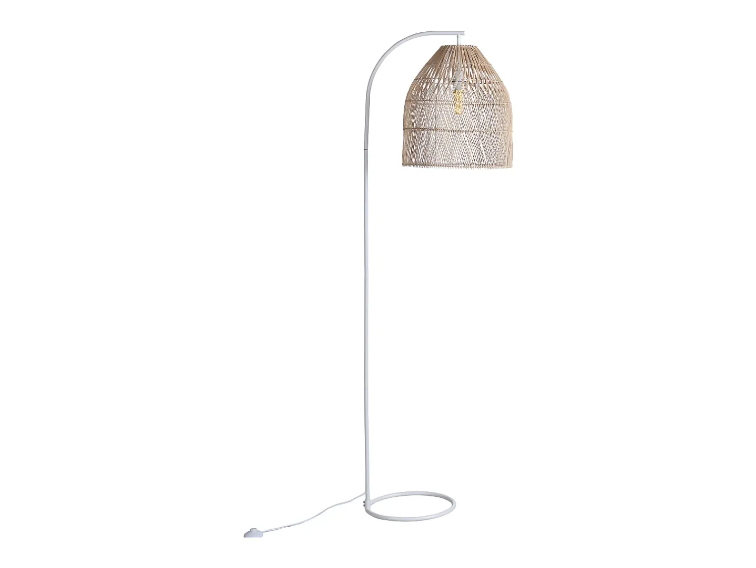 OZAIA Lámpara De Pie^Lámpara étnica de hierro y ratán natural - Alt. 177 cm - PARNAIBA Color natural claro / Blanco