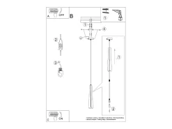 Best Sollux Lighting Lámparas colgantes Astel escandinavo de acero - 1 fuentes luminosas 3000K - L.8 x A.120 cm - Negro