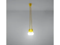 Sale Sollux Lighting Lámparas colgantes Astis moderno de CLORURO DE POLIVINILO - 3 fuentes luminosas 4000K - L.15 x A.90 cm - Amarillo
