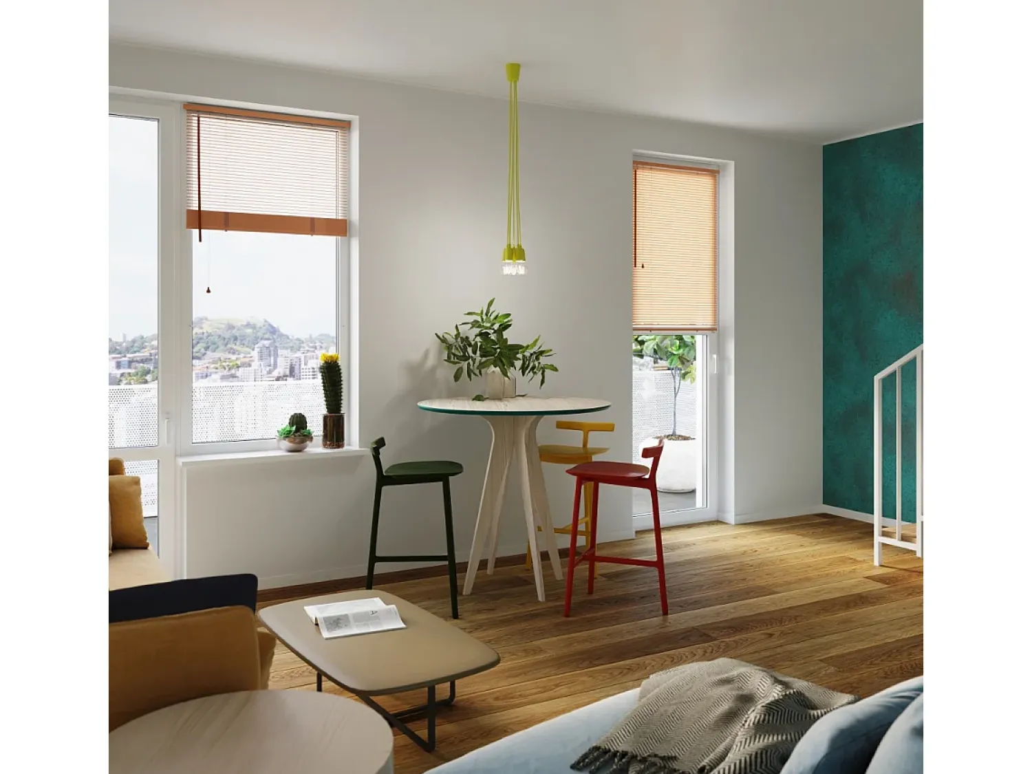 Sollux Lighting Lámpara Suspendida^Lámparas colgantes Astis moderno de CLORURO DE POLIVINILO - 5 fuentes luminosas 3000K - L.25 x A.90 cm - Amarillo