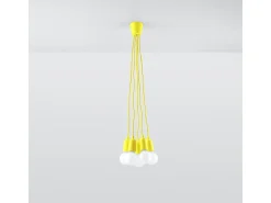 Sollux Lighting Lámpara Suspendida^Lámparas colgantes Astis moderno de CLORURO DE POLIVINILO - 5 fuentes luminosas 3000K - L.25 x A.90 cm - Amarillo