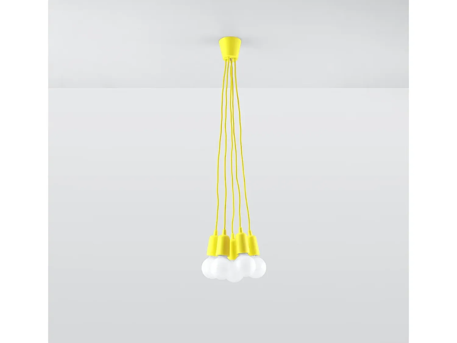 Sollux Lighting Lámpara Suspendida^Lámparas colgantes Astis moderno de CLORURO DE POLIVINILO - 5 fuentes luminosas 3000K - L.25 x A.90 cm - Amarillo