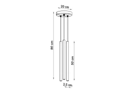 Sollux Lighting Lámpara Suspendida^Lámparas colgantes Brill moderno de acero - 3 fuentes luminosas 4000K - L.20 x A.90 cm - brillo Dorado