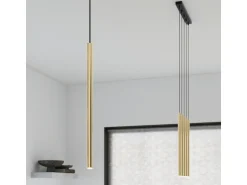 Sollux Lighting Lámpara Suspendida^Lámparas colgantes Brill moderno de acero - 3 fuentes luminosas 4000K - L.20 x A.90 cm - brillo Dorado