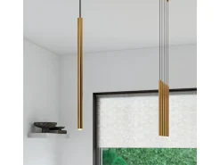 Sollux Lighting Lámpara Suspendida^Lámparas colgantes Brill moderno de acero - 3 fuentes luminosas 4000K - L.20 x A.115 cm - Dorado