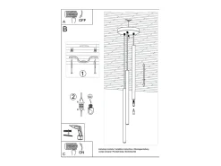 Sollux Lighting Lámpara Suspendida^Lámparas colgantes Brill moderno de acero - 3 fuentes luminosas 4000K - L.20 x A.115 cm - Dorado