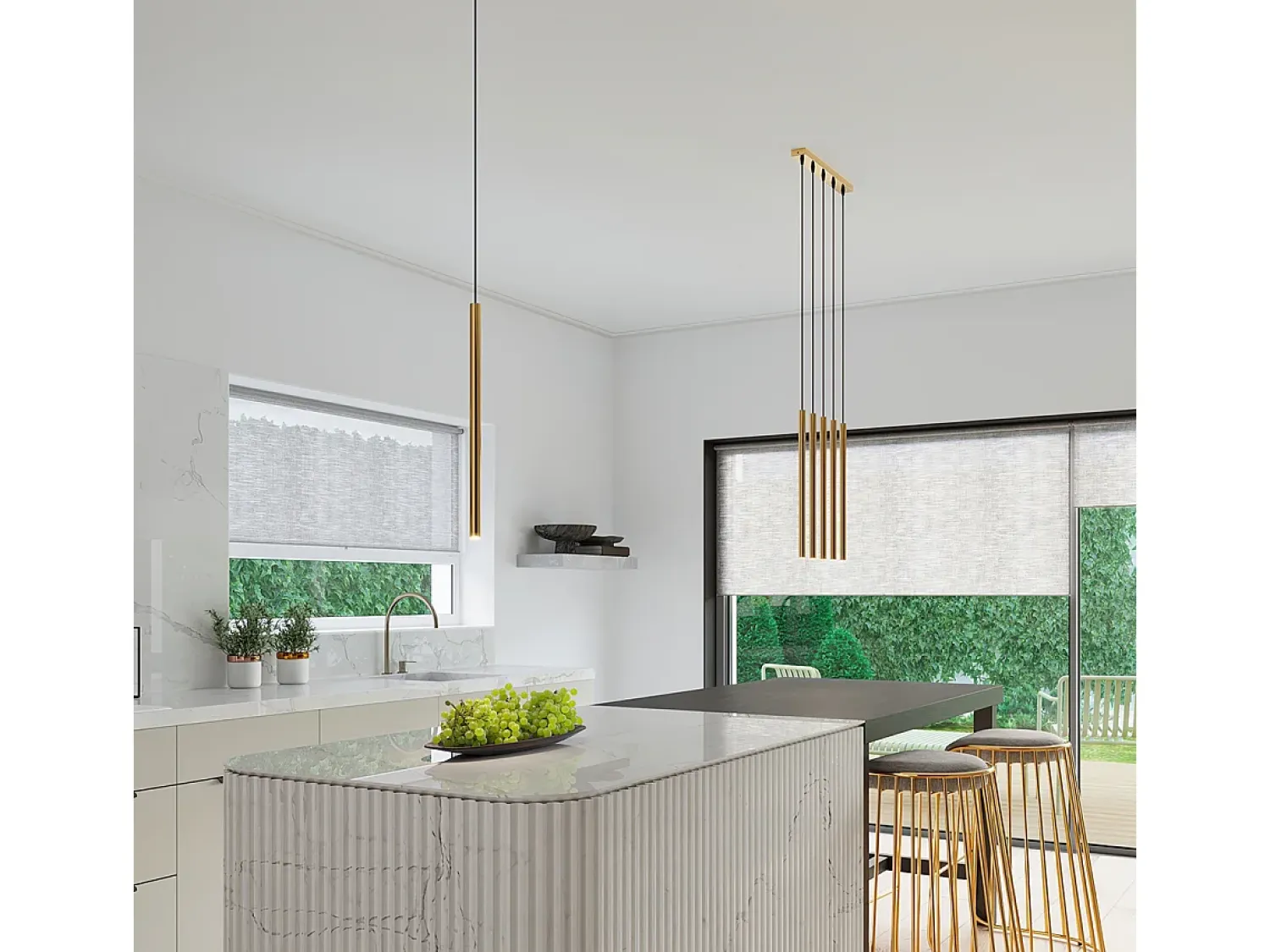 Sollux Lighting Lámpara Suspendida^Lámparas colgantes Brill moderno de acero - 1 fuentes luminosas 3000K - L.3,5 x A.115 cm - Dorado