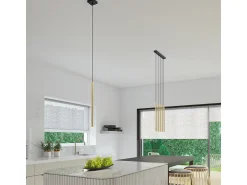 Sollux Lighting Lámpara Suspendida^Lámparas colgantes Brill moderno de acero - 1 fuentes luminosas 4000K - L.8 x A.100 cm - brillo Dorado