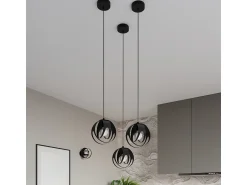Best Sollux Lighting Lámparas colgantes Brive moderno de acero - 1 fuentes luminosas 4000K - L.16 x A.125 cm - Negro