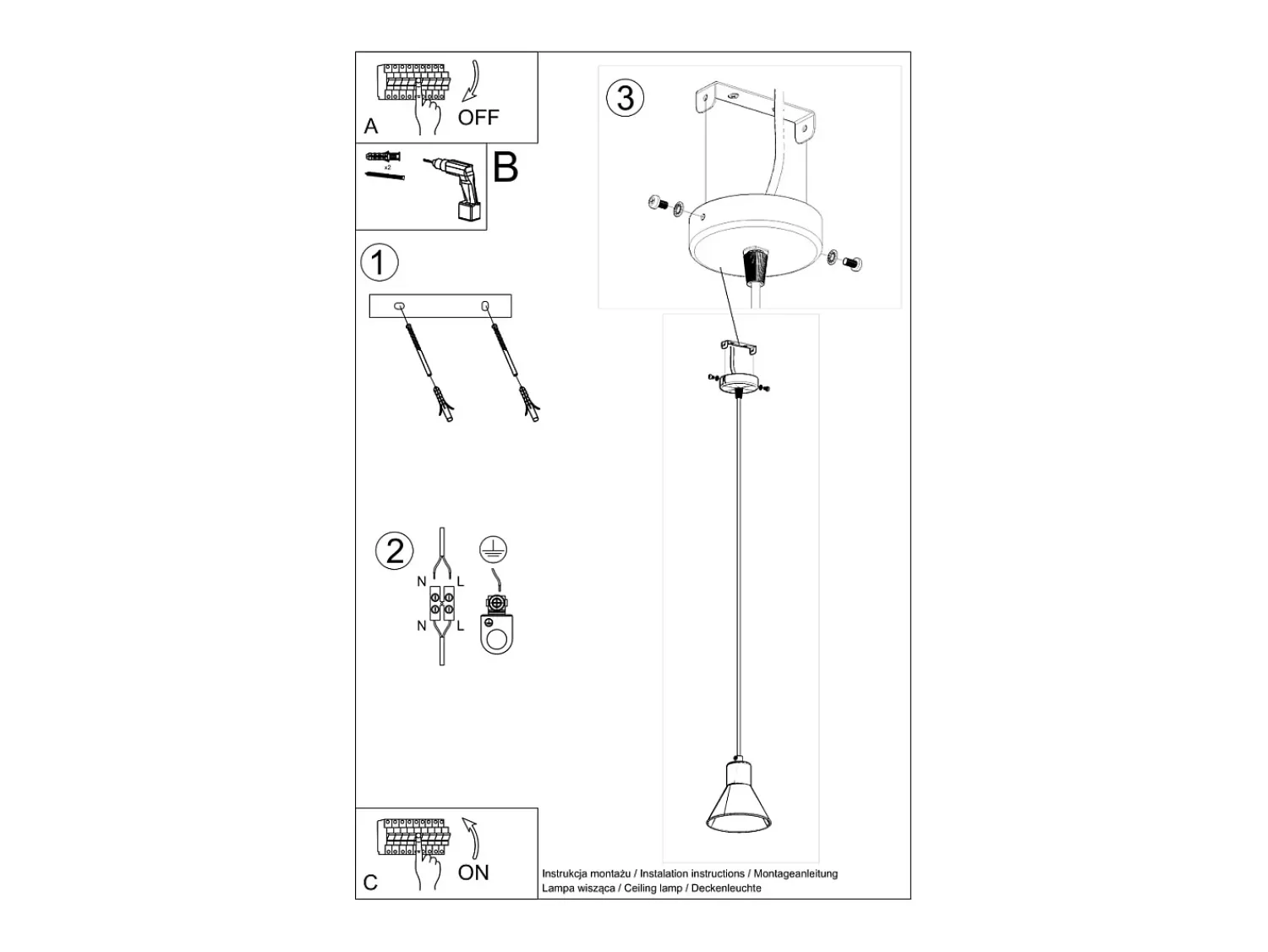 Best Sollux Lighting Lámparas colgantes Faldura moderno de acero - 1 fuentes luminosas 4000K - L.14 x A.120 cm - Negro
