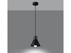 Best Sollux Lighting Lámparas colgantes Faldura moderno de acero - 1 fuentes luminosas 4000K - L.14 x A.120 cm - Negro
