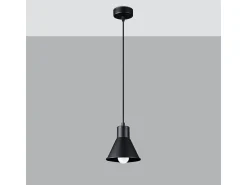 Best Sollux Lighting Lámparas colgantes Faldura moderno de acero - 1 fuentes luminosas 3000K - L.14 x A.120 cm - Negro