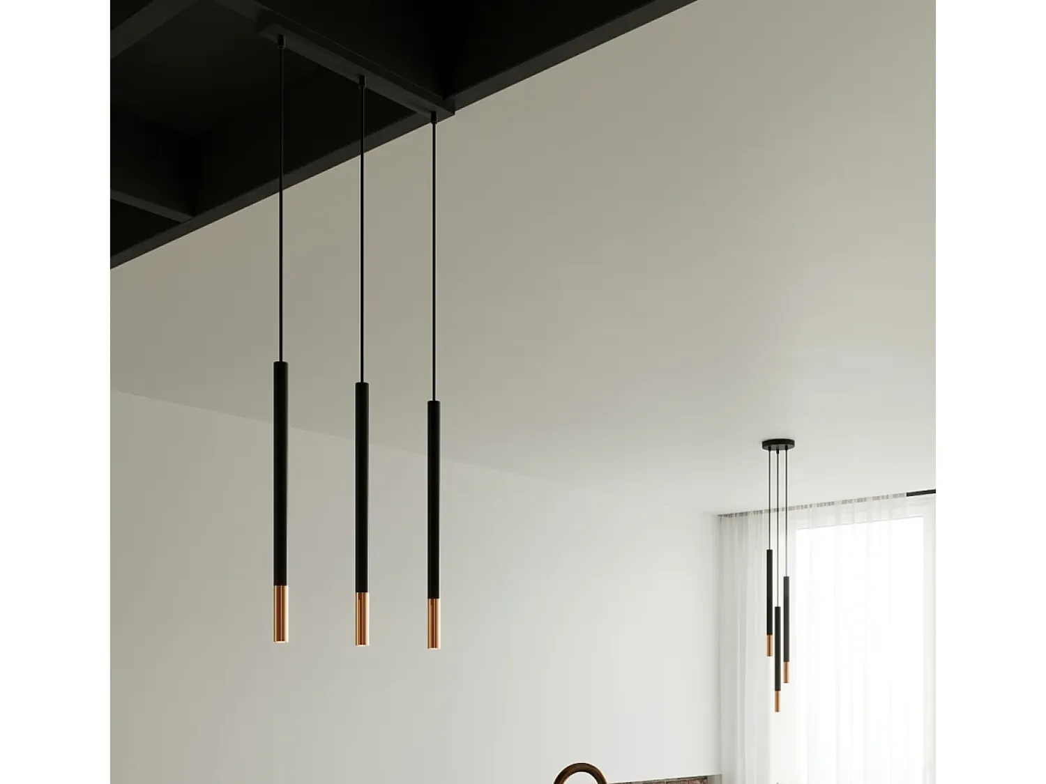 Best Sollux Lighting Lámparas colgantes Flar moderno de acero - 1 fuentes luminosas 4000K - L.8 x A.100 cm - /cobre Negro