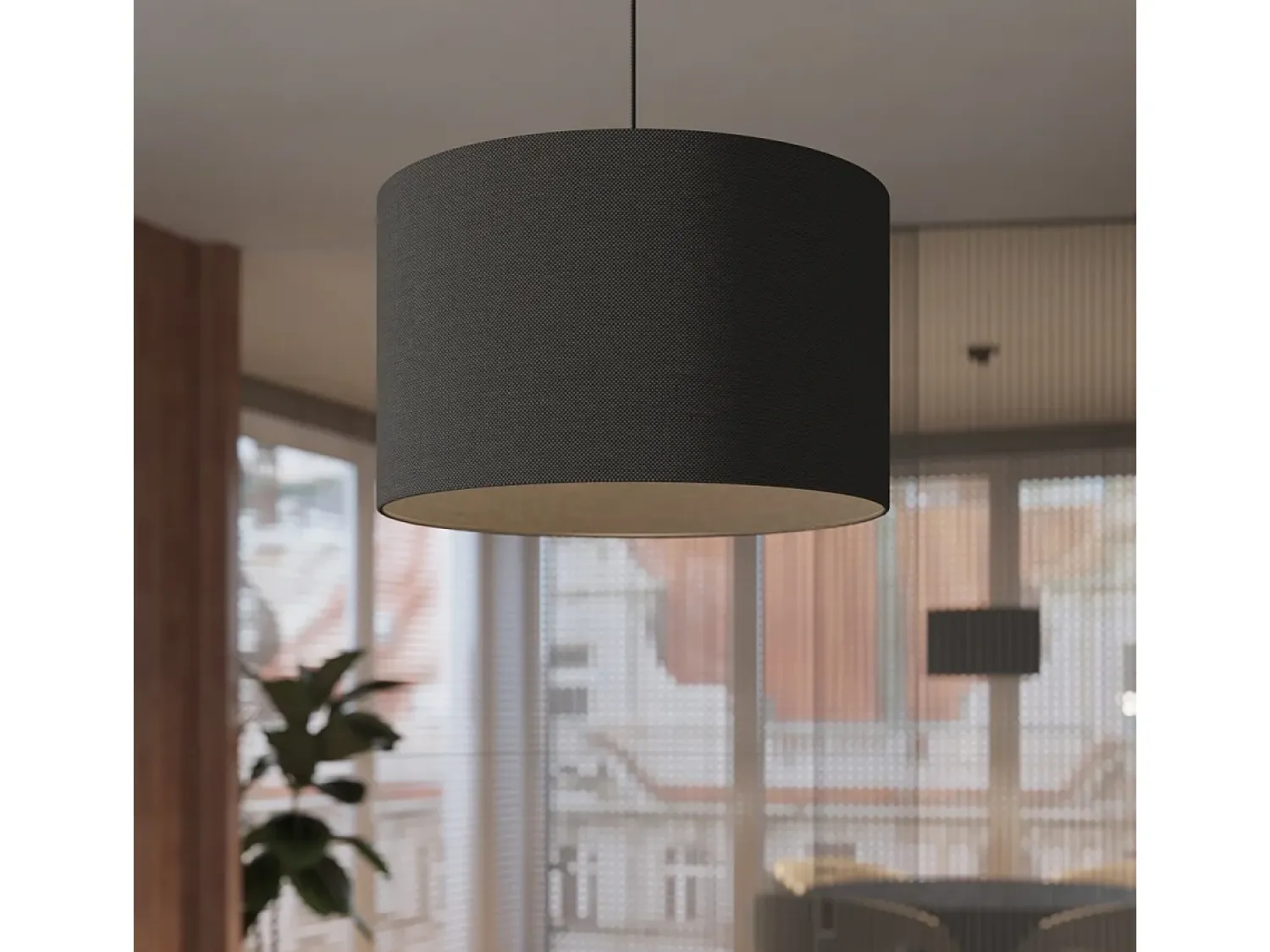 Best Sollux Lighting Lámparas colgantes Gloxo minimalista de tela/PVC - 1 fuentes luminosas 4000K - L.30 x A.88 cm - Negro