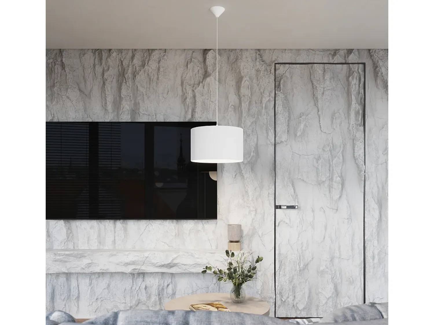 Best Sollux Lighting Lámparas colgantes Gloxo minimalista de tela/PVC - 1 fuentes luminosas 4000K - L.30 x A.88 cm - Blanco