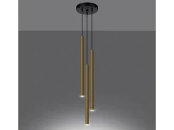 Sollux Lighting Lámpara Suspendida^Lámparas Colgantes Pastelo Moderno De Acero - 3 Fuentes Luminosas - L.20 X A.90 Cm - Brillo Dorado