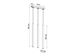 Sollux Lighting Lámpara Suspendida^Lámparas Colgantes Pastelo Moderno De Acero - 3 Fuentes Luminosas - L.30 X A.90 Cm - Brillo Dorado