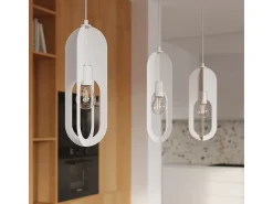Sollux Lighting Lámparas colgantes Synexus moderno de acero - 3 fuentes luminosas 3000K - L.43 x A.130 cm - Blanco