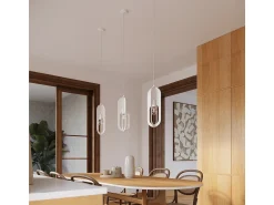 Sollux Lighting Lámparas colgantes Synexus moderno de acero - 3 fuentes luminosas 3000K - L.43 x A.130 cm - Blanco