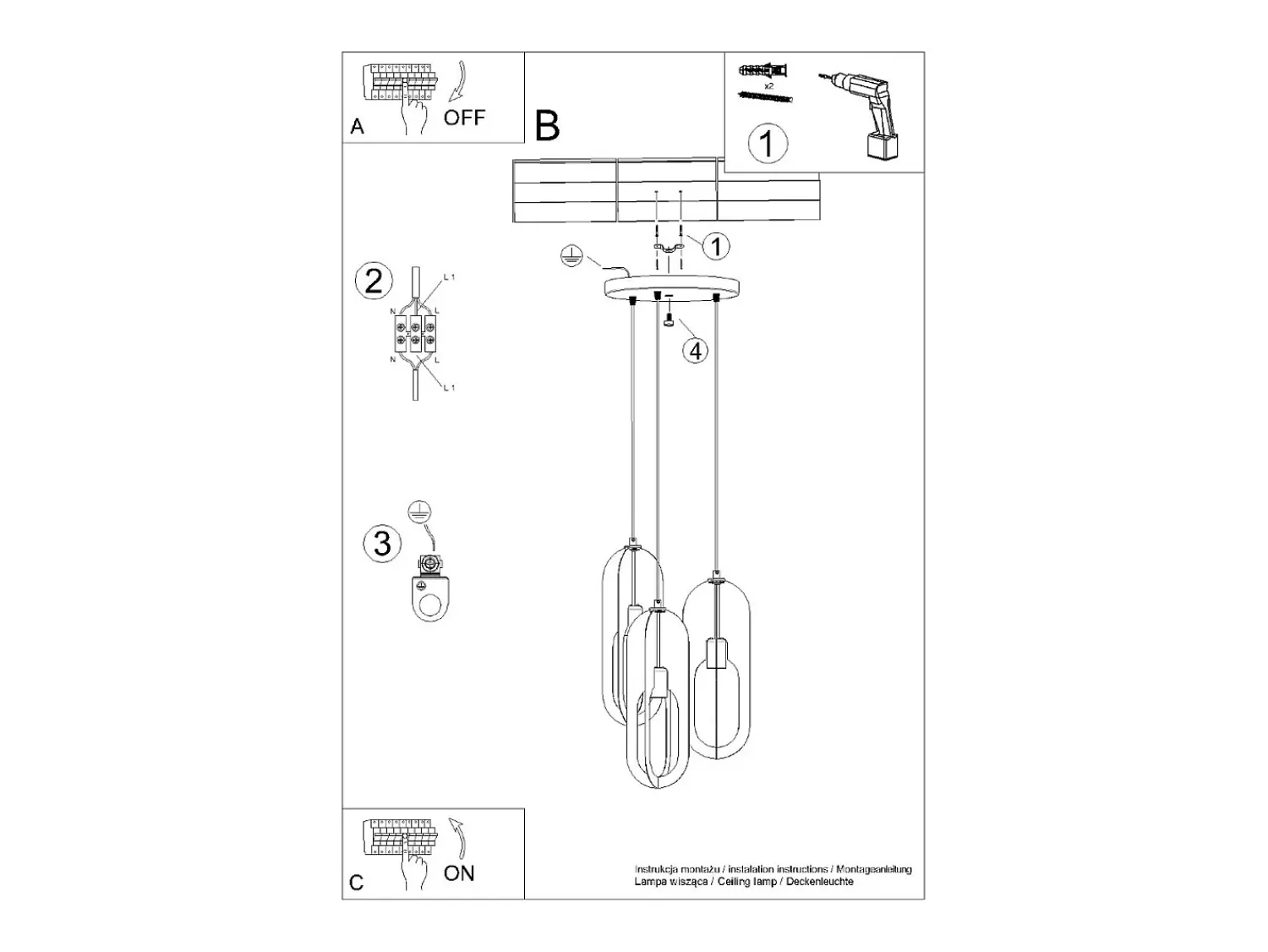 Sollux Lighting Lámparas colgantes Synexus moderno de acero - 3 fuentes luminosas 3000K - L.43 x A.130 cm - Blanco